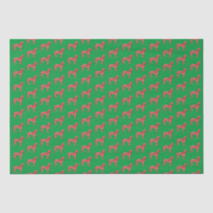 Boxer Weihnachtshund Niedliche Silhouette Grün Seidenpapier