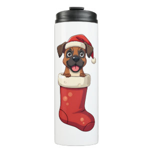 Boxer Weihnachtshund Strumpf Thermosbecher