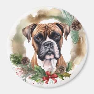 Boxer Weihnachtskranz Festiver Hund Magnet