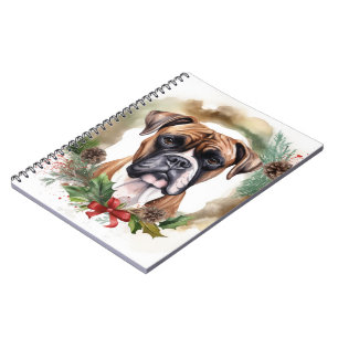Boxer Weihnachtskranz Festiver Hund Notizblock