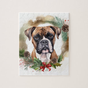 Boxer Weihnachtskranz Festiver Hund Puzzle