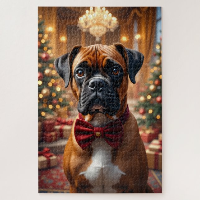 Boxer Weihnachtskunst Puzzle (Vertikal)