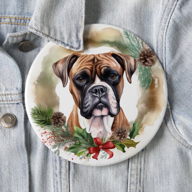 Boxer Weihnachtsmann Button (Beispiel)