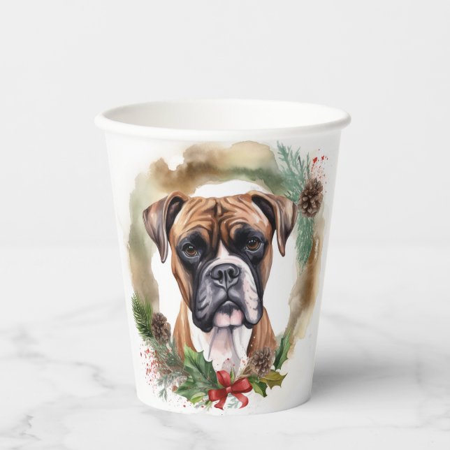 Boxer Weihnachtsmann Pappbecher (Vorderseite)