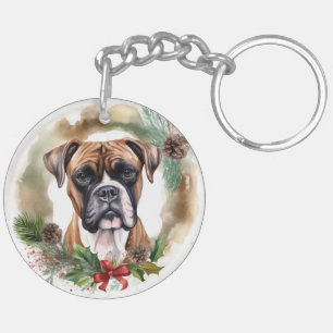 Boxer Weihnachtsmann Schlüsselanhänger