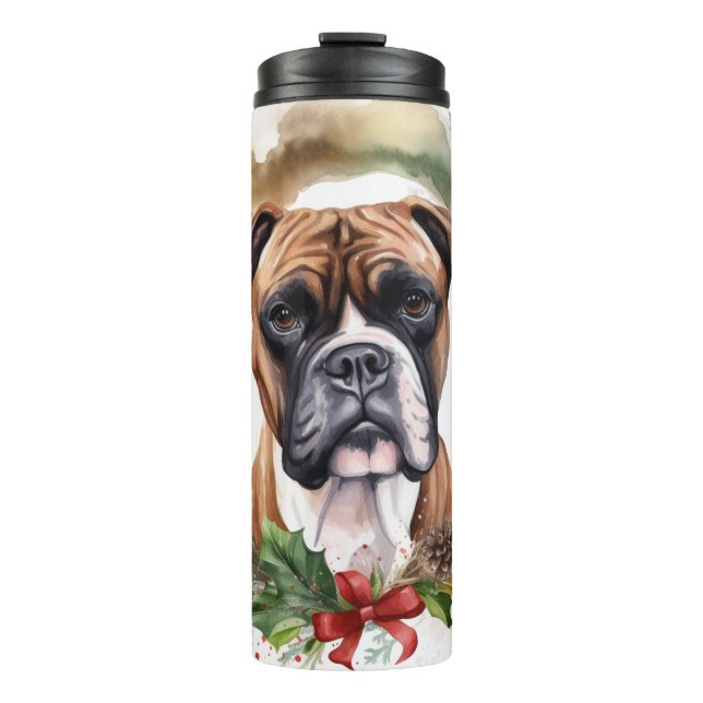 Boxer Weihnachtsmann Thermosbecher (Vorderseite)