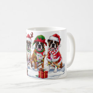 Boxer-Weihnachtsmannmütze will Weihnachtsbeleuchtu Kaffeetasse