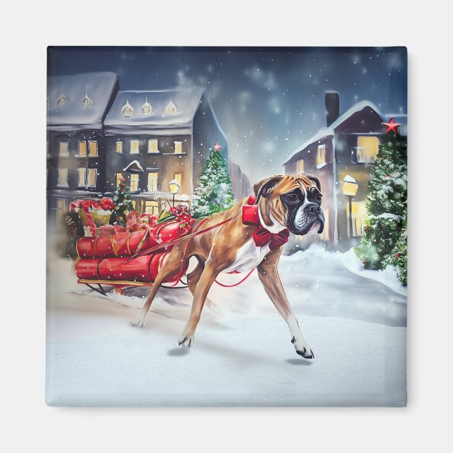 Boxer Weihnachtssaison Magnet (Vorne)