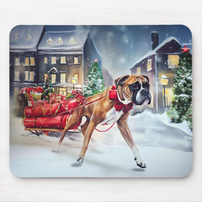 Boxer Weihnachtssaison Mousepad (Vorne)
