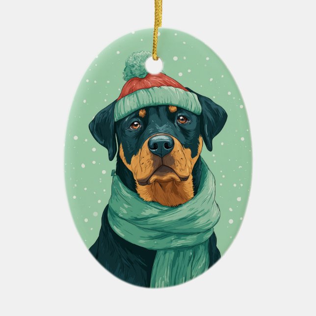 Boxer-Weihnachtsschmuck Keramik Ornament (Vorne)