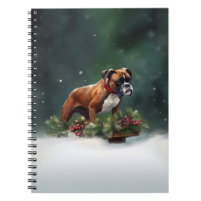 Boxer Weihnachtsschnee Winter Notizblock (Vorderseite)