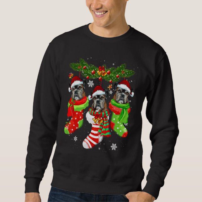 Boxer Weihnachtssocken Tree Light Xmas Weihnachtsm Sweatshirt (Vorderseite)
