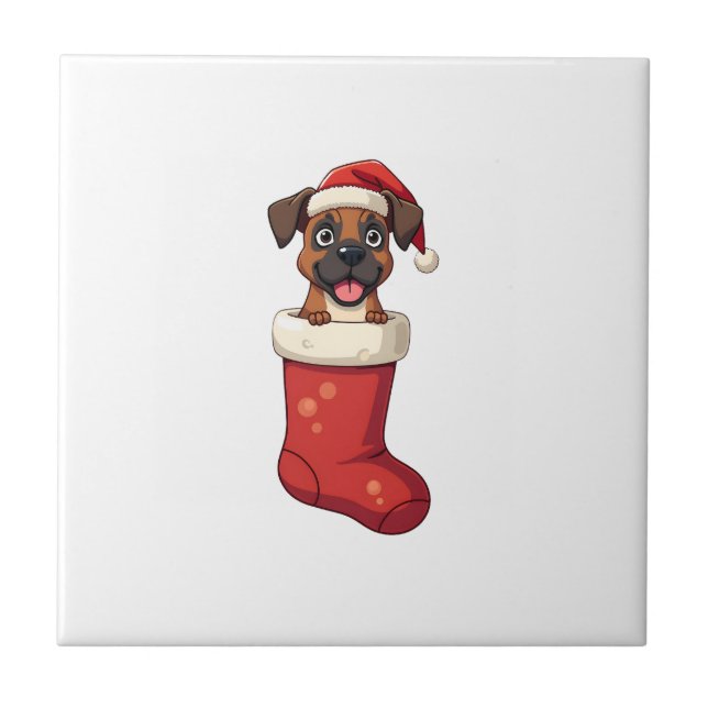 Boxer-Weihnachtsstrumpf Fliese (Vorderseite)