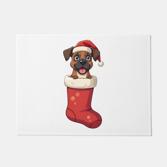 Boxer-Weihnachtsstrumpf Fußmatte (Vorderseite)