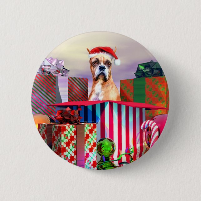 Boxer Weihnachtsüberraschung Button (Vorderseite)