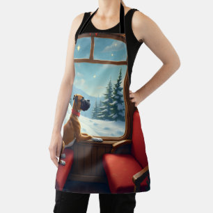 Boxer Weihnachtszugfahrt Malerei Schürze