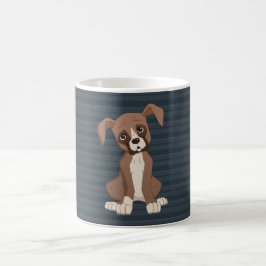 Boxer Welpe auf Navy Blue Pattern Hintergrund Tasse