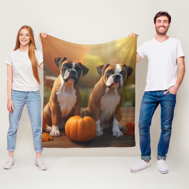 Boxer Welpe Autumn Delight Pumpkin Fleecedecke (Beispiel)