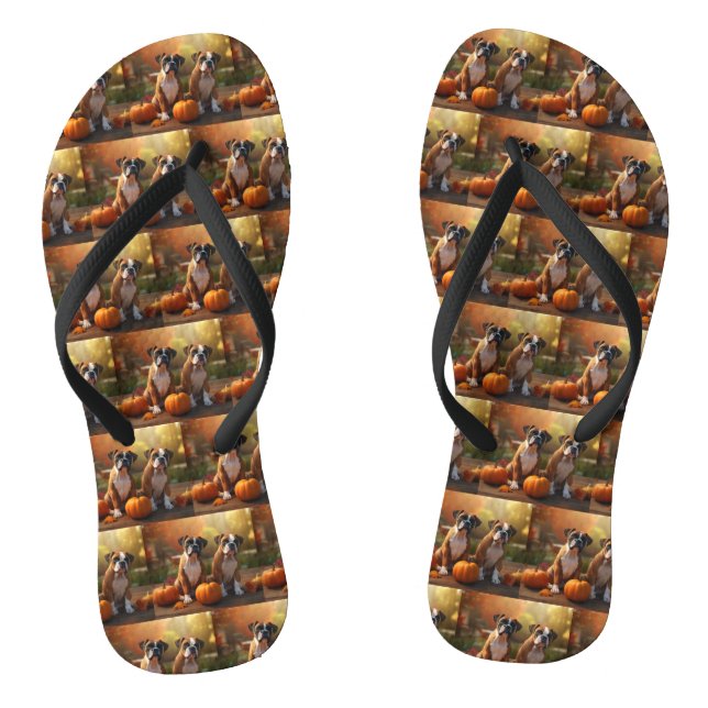 Boxer Welpe Autumn Delight Pumpkin Flip Flops (Fußbett)