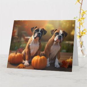 Boxer Welpe Autumn Delight Pumpkin Karte