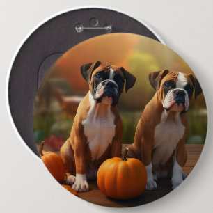 Boxer Welpe Herbstfreude Kürbis Button