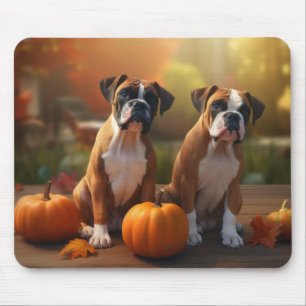 Boxer Welpe Herbstfreude Kürbis Mousepad