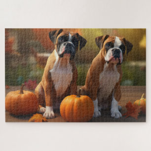 Boxer Welpe Herbstfreude Kürbis  Puzzle