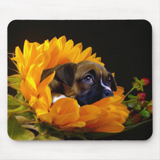 Boxer Welpe in Sunflower Mousepad (Vorne)