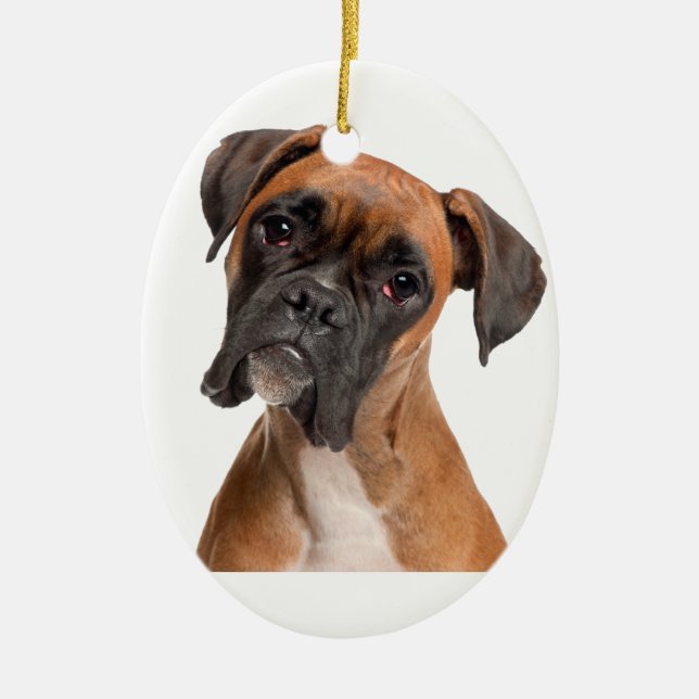 Boxer-Welpe Keramik Ornament (Vorne)