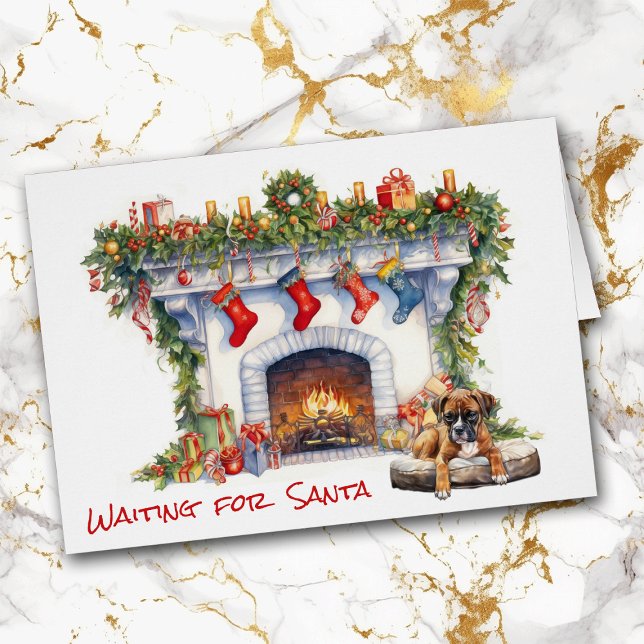 Boxer Welpe Wartete am Weihnachtsfeuer (Von Creator hochgeladen)