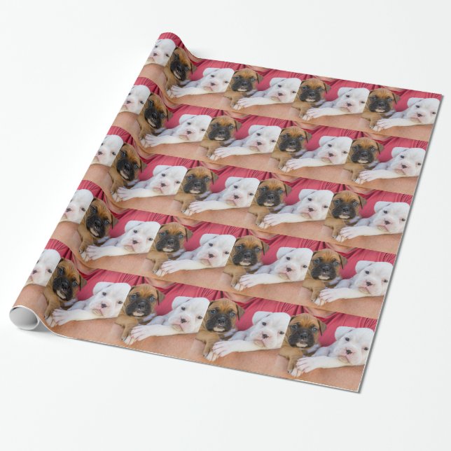 Boxer-Welpen Geschenkpapier (Ungerollt)