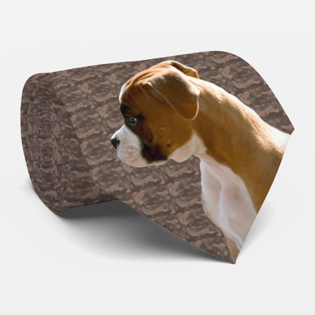 Boxer-Welpen-Profil-Ausschnitttaupe-Krawatte Krawatte (Gerollt)