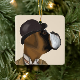 Boxer Wine Snob Keramikornament
