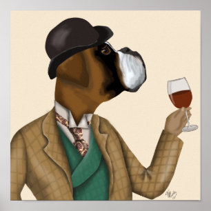 Boxer Wine Snob Poster