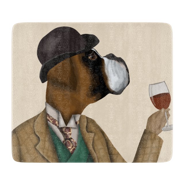 Boxer Wine Snob Schneidebrett (Vorderseite)