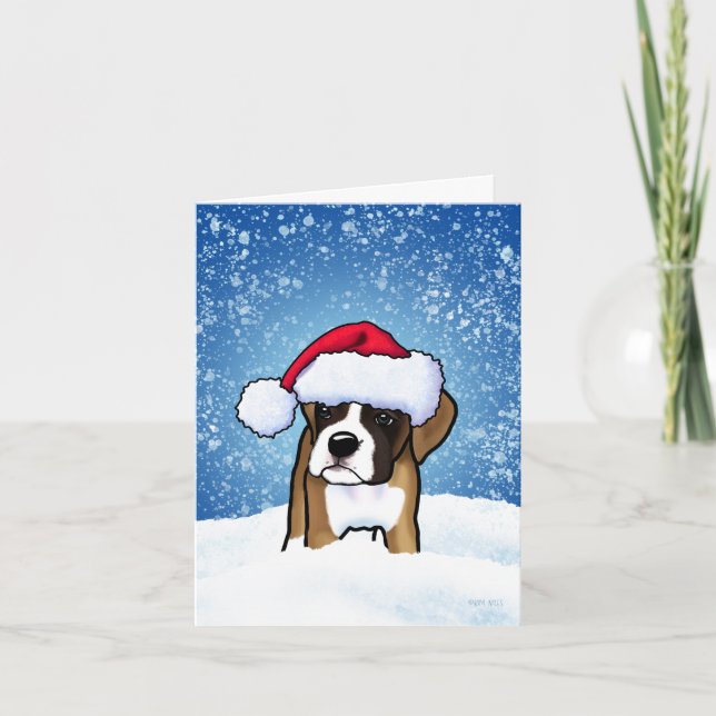 Boxer Winter Weihnachtskarte Feiertagskarte (Vorderseite)