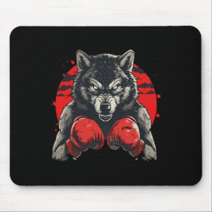 Boxer Wolf Mit Boxhandschuhen Kickboxen Lustiger B Mousepad