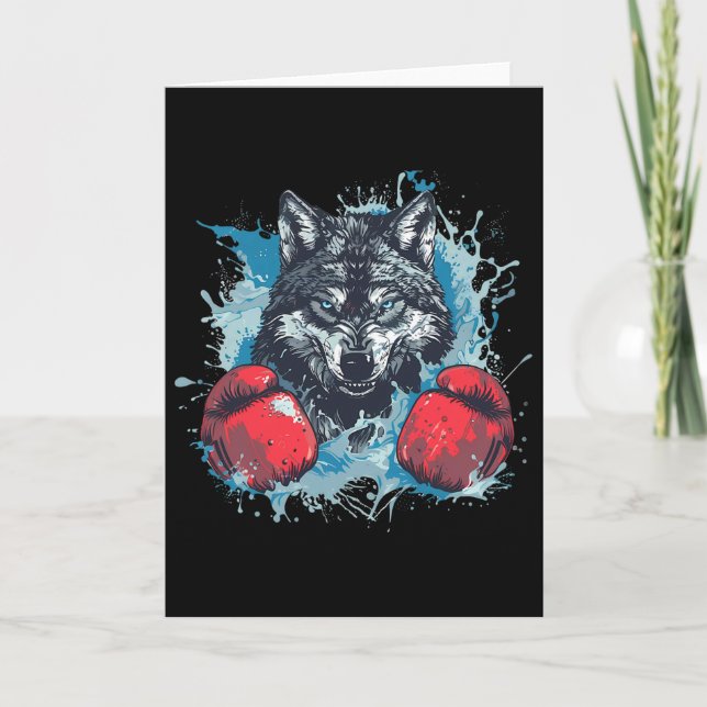 Boxer Wolf With Boxing Gloves Kickboxing Funny Box Karte (Vorderseite)
