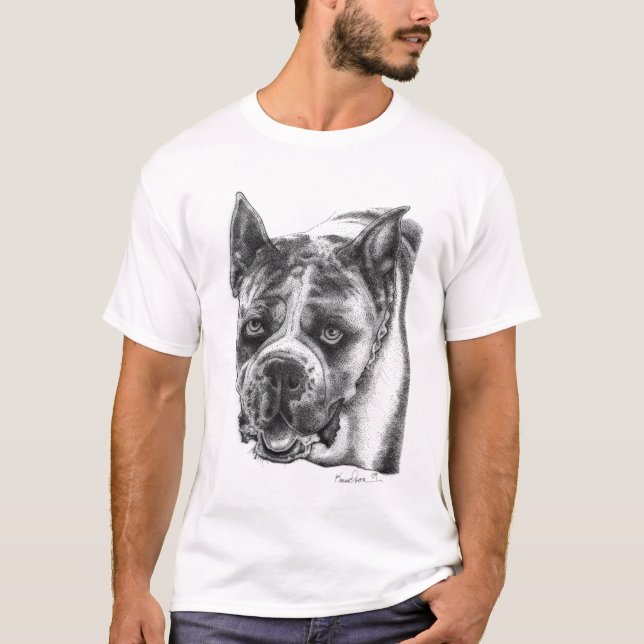Boxer Zeichnend T-Shirt (Vorderseite)