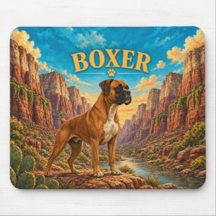 Boxer, Zion Canyon Vintage-Wasserfarben-Hundekunst Mousepad