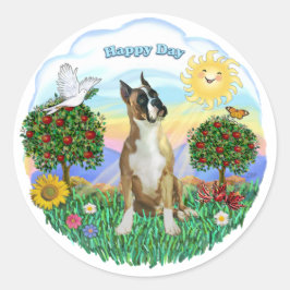 Boxer (zugeschnittene Ohren) Runder Aufkleber