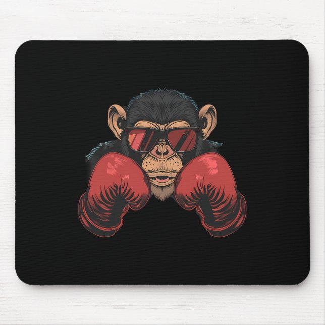 Boxeraffe mit Boxhandschuhen Kickboxen Lustig B Mousepad (Vorne)