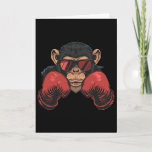Boxeraffe mit Boxhandschuhen Kickboxen Lustiges B Karte