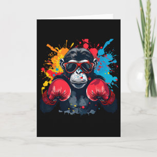 Boxeraffe mit Boxhandschuhen Kickboxen Lustiges B Karte