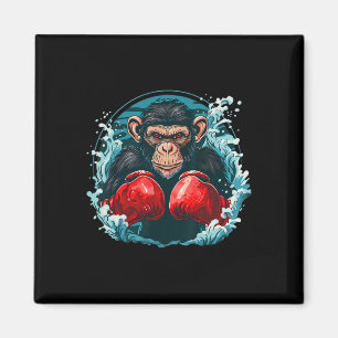 Boxeraffe mit Boxhandschuhen Kickboxen Lustiges B Magnet