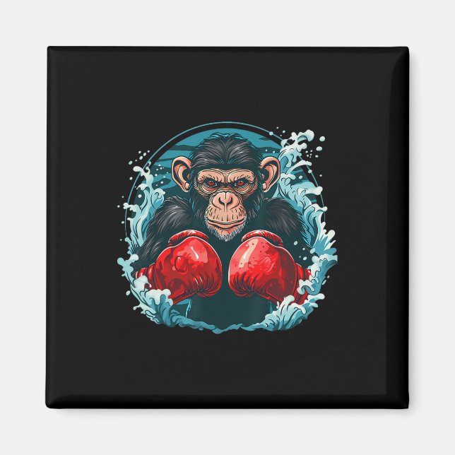 Boxeraffe mit Boxhandschuhen Kickboxen Lustiges B Magnet (Vorne)