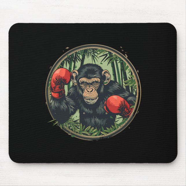 Boxeraffe mit Boxhandschuhen Kickboxen Lustiges B Mousepad (Vorne)