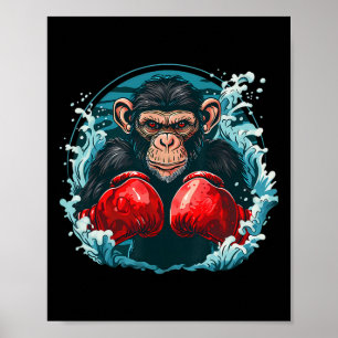 Boxeraffe mit Boxhandschuhen Kickboxen Lustiges B Poster