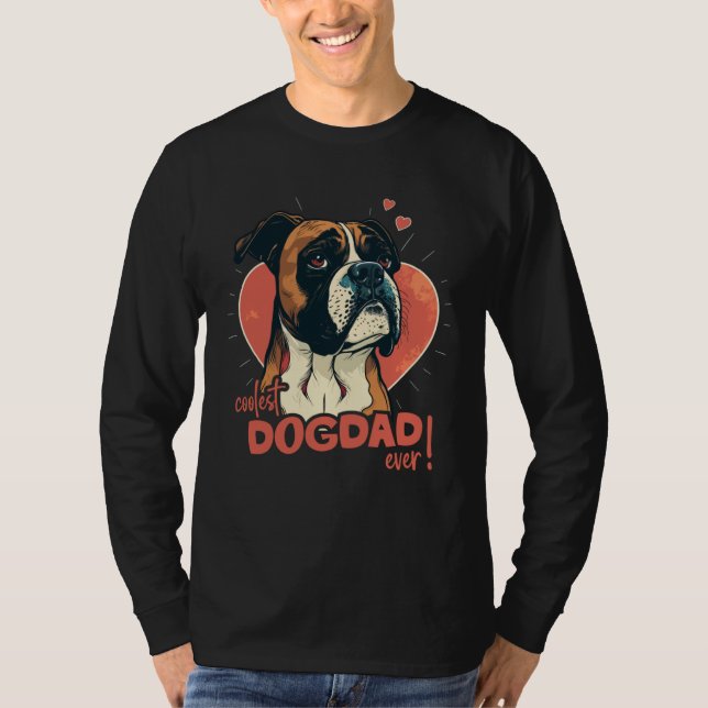 Boxerdog With Heartdecoration  Coolest Dogdad T-Shirt (Vorderseite)
