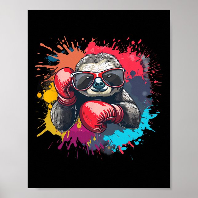 Boxerfaultier mit Boxhandschuhen Kickboxen Lustige Poster (Vorne)